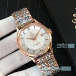 Omega Constellation Replica Watch Two Tone Rose Gold White Dial